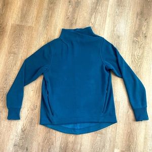 Athleta Cozy Karma Twist neck sweatshirt, size small, dark sardina blue